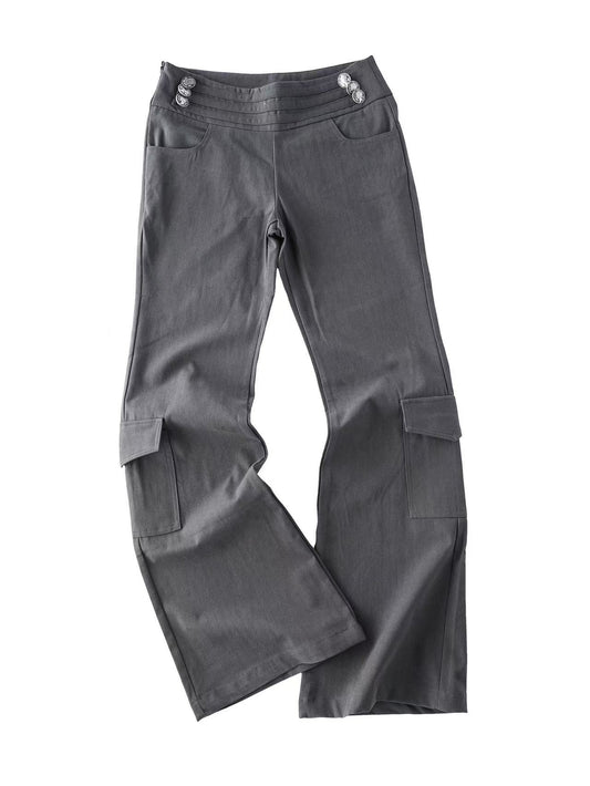 'Old Street' Button Detail Flared Cargo Pants AlielNosirrah