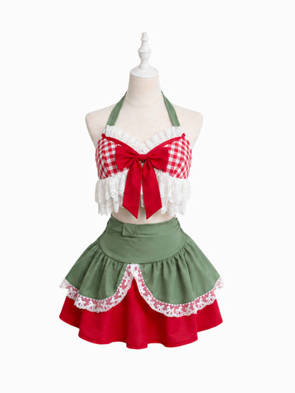 'Strawberry Shortcake' Kawaii  Red & Green Costume Sets