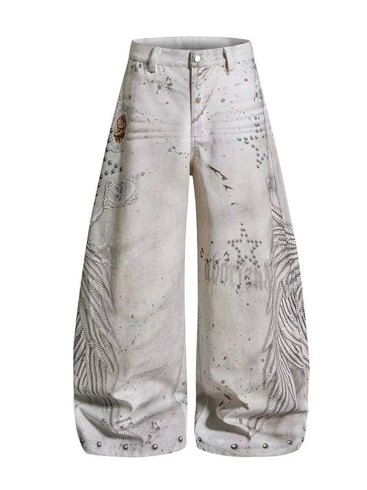 'Afterglow' Vintage Washed Distressed Star Graphic Sweatpants