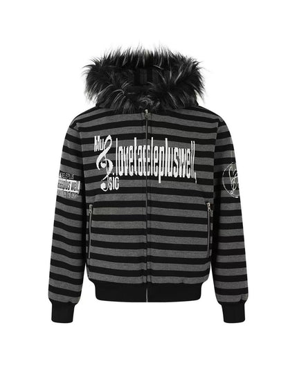 'RiotVibe' Rebellious Streetwear Striped Hoodie