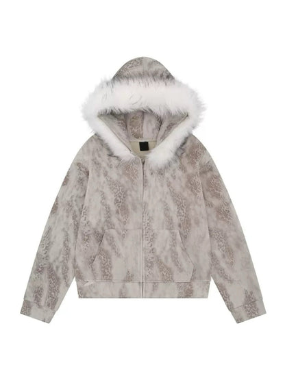 'Chaser' Streetstyle Camouflage Off Shoulder Fluffy Fur Top AlielNosirrah