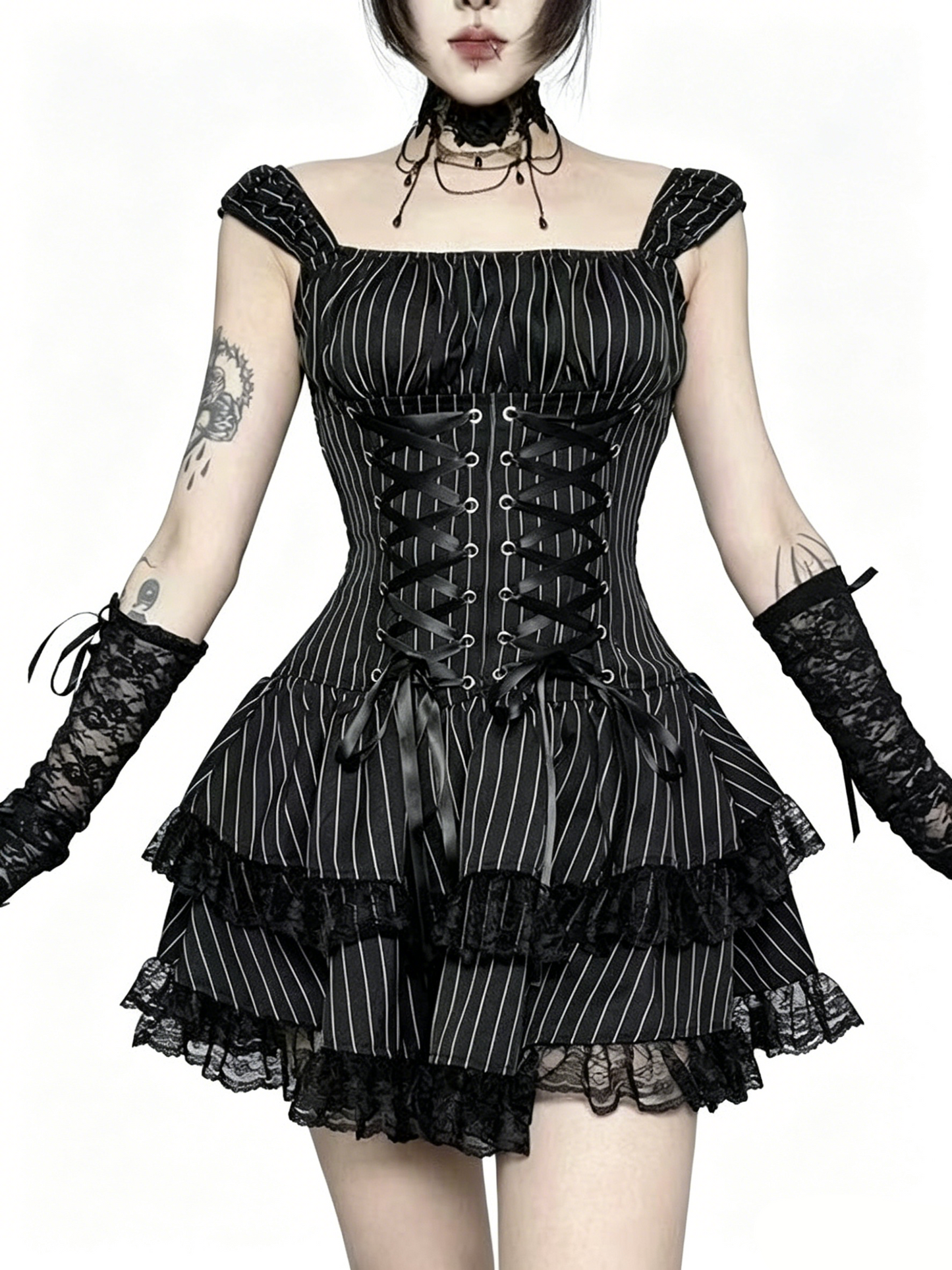 dark-ballet-gothic-striped-ruffle-dress-2