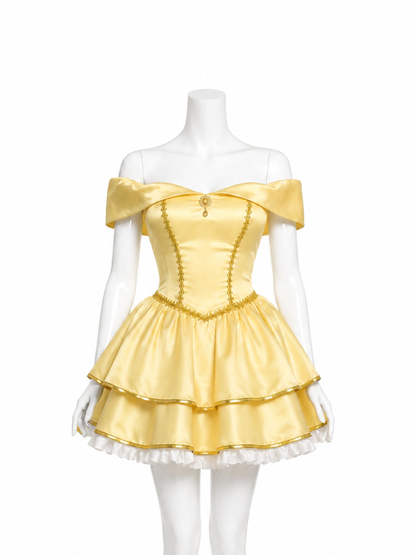'Belle' Halloween Costume Lace Up Off-Shoulder Princess Dress