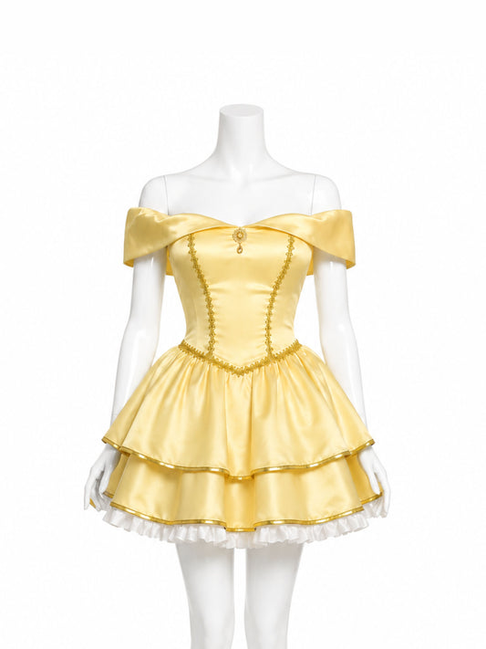'Belle' Halloween Costume Lace Up Off-Shoulder Princess Dress