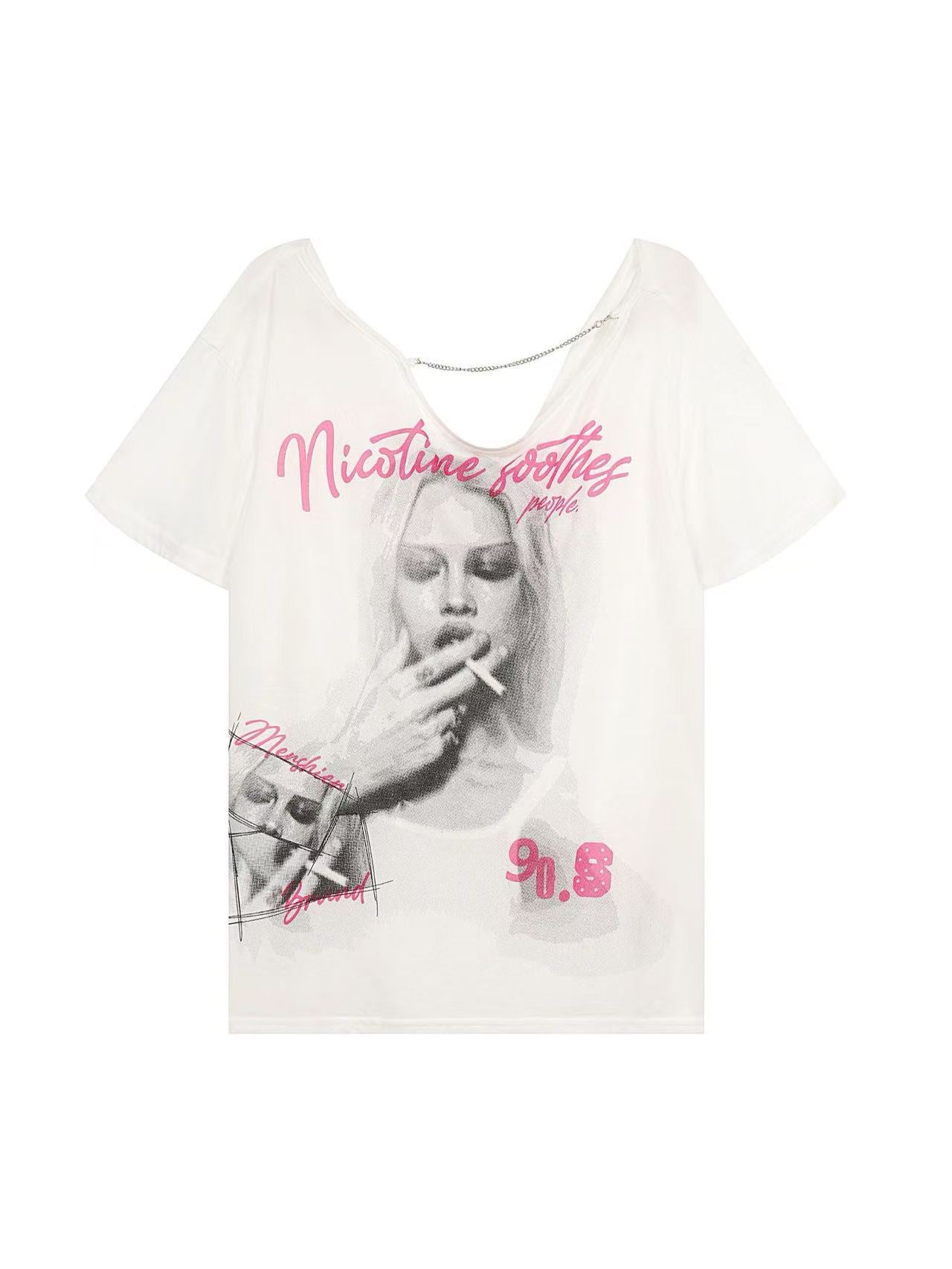 'Old Soul' Vintage Graphic Print Short Sleeve T-Shirt AlielNosirrah