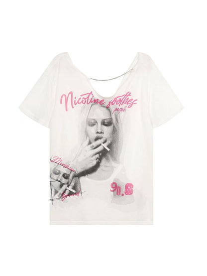 'Old Soul' Vintage Graphic Print Short Sleeve T-Shirt AlielNosirrah