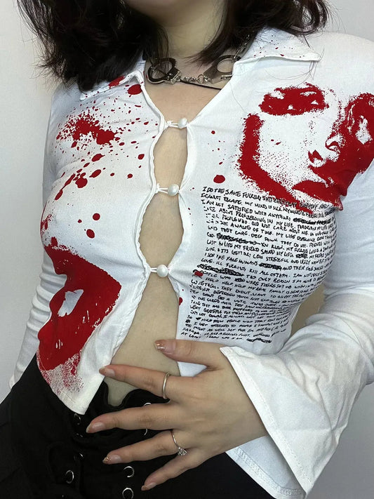 'Killer Queen' Punk Stretchy Graffiti Shirts Top AlielNosirrah