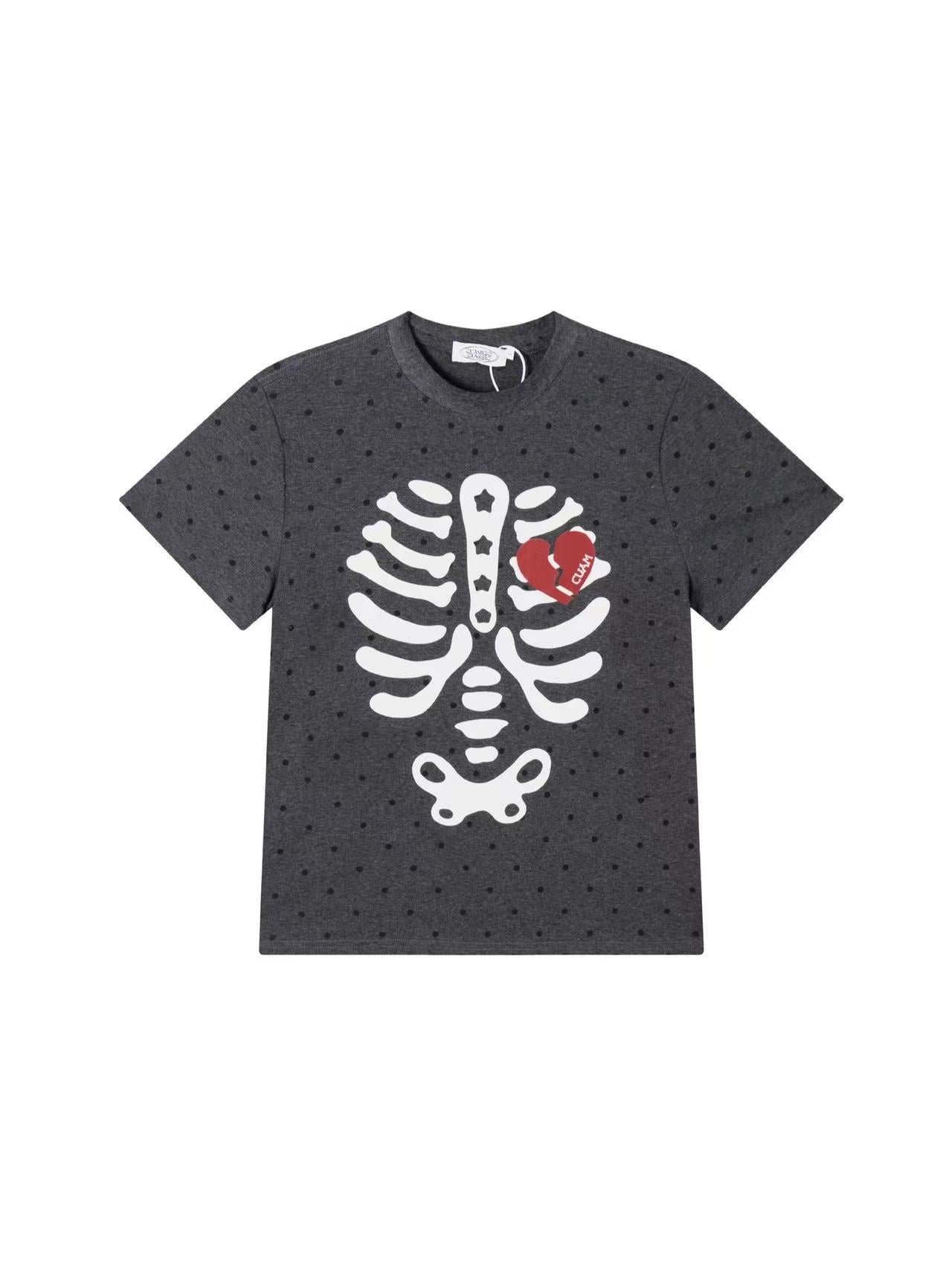 'Dopamine Skull' Skull Polka Dot Short Sleeve T-Shirt AlielNosirrah
