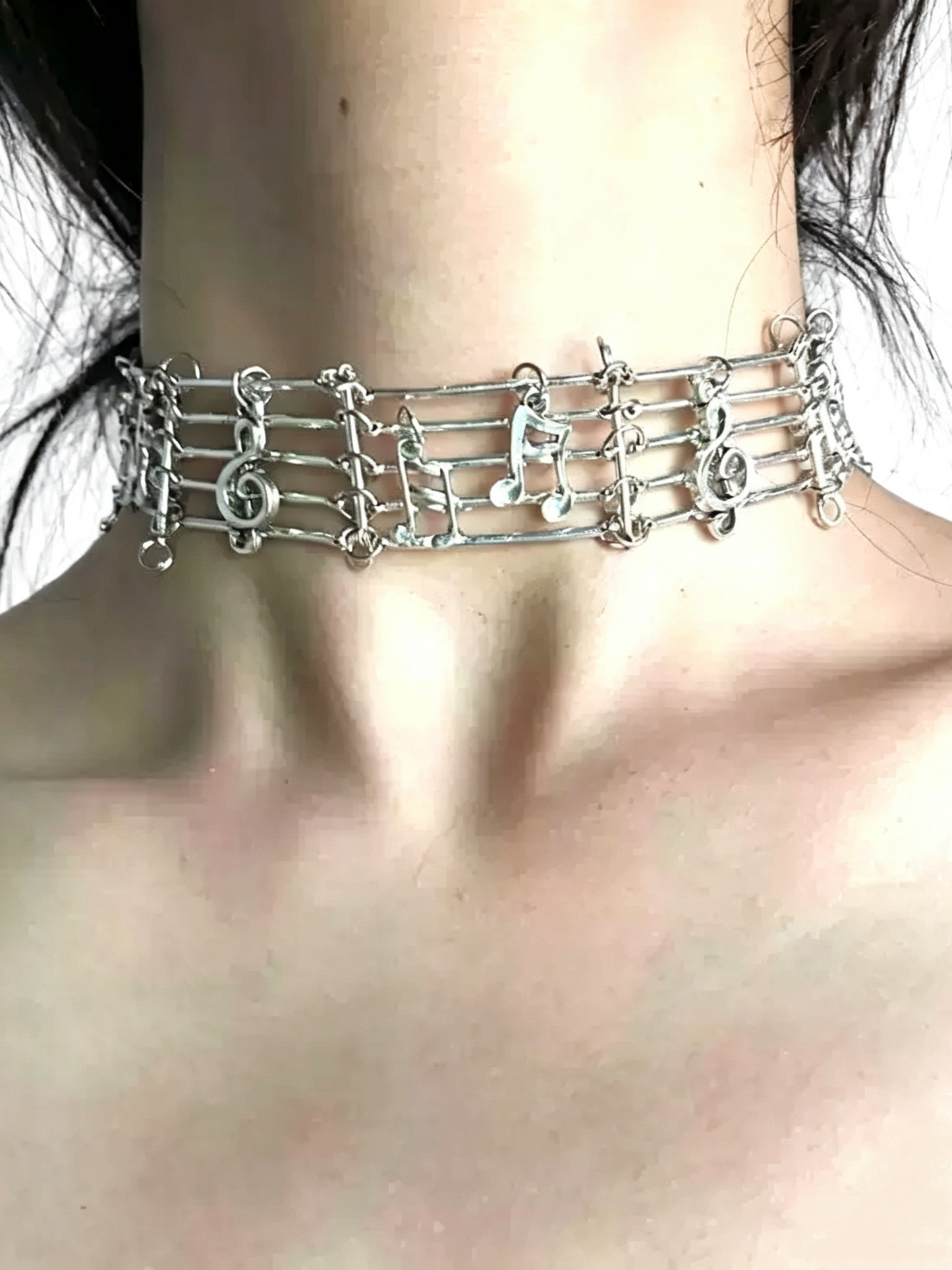 'Note Nostalgia' Vintage Music Staff Note Choker Necklace