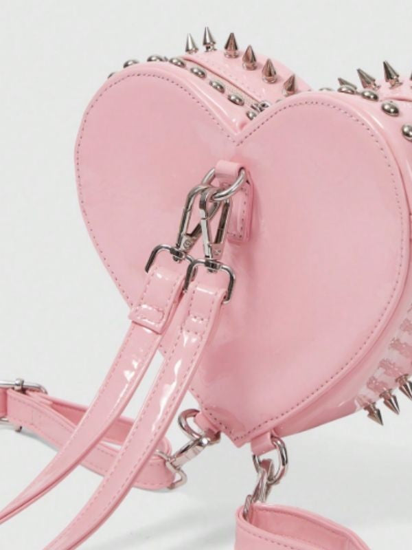 'Heart Rucksack' Heart Rivet Design Chain Backpack