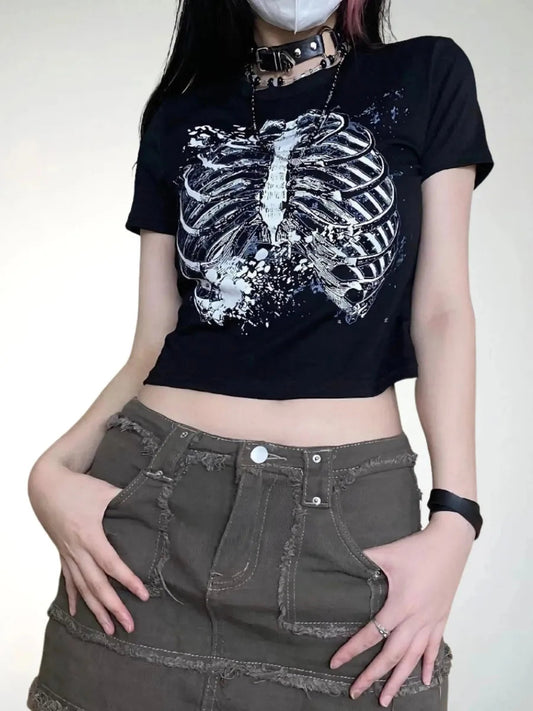 'CT' Dark Punk Body Cage Graphic Tees AlielNosirrah