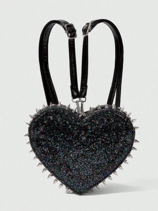 'Heart Rucksack' Heart Rivet Design Chain Backpack