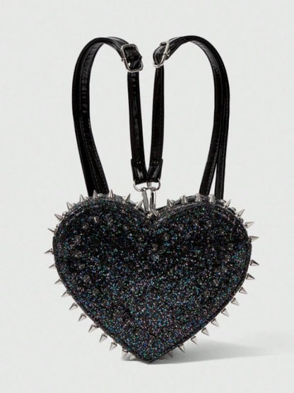 'Heart Rucksack' Heart Rivet Design Chain Backpack