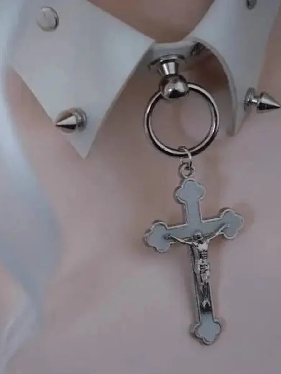 'Make A Wish' Fake Collar Cross Rivet Chokers AlielNosirrah