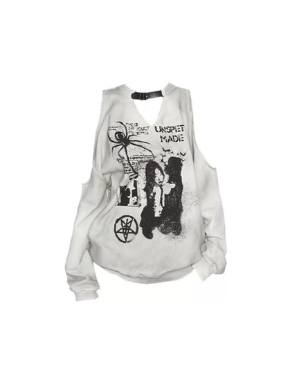’Hot Web' Spider Graffiti Off-Shoulder Sweatshirt AlielNosirrah