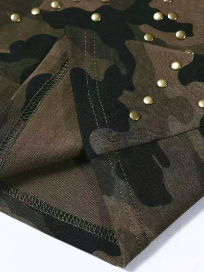 ‘Bullet Kiss’ Vintage Camo Studded Tank Top (Copy) AlielNosirrah