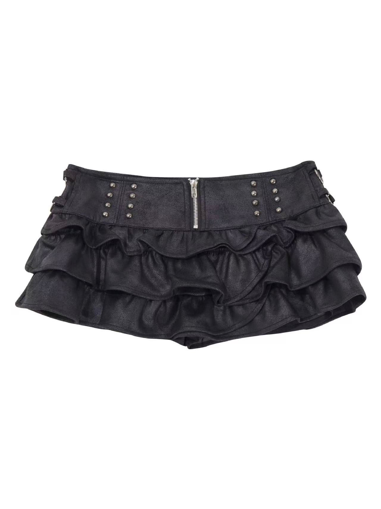 'Eclipse' PU Leather Pleated A-Line Skirt AlielNosirrah