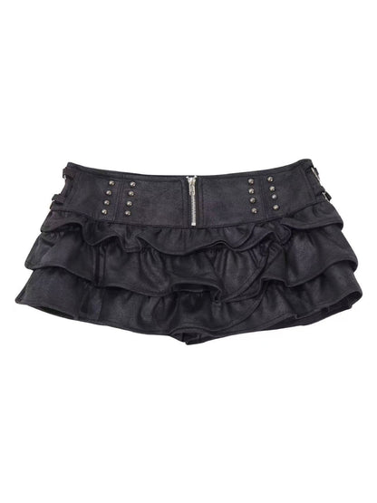 'Eclipse' PU Leather Pleated A-Line Skirt AlielNosirrah
