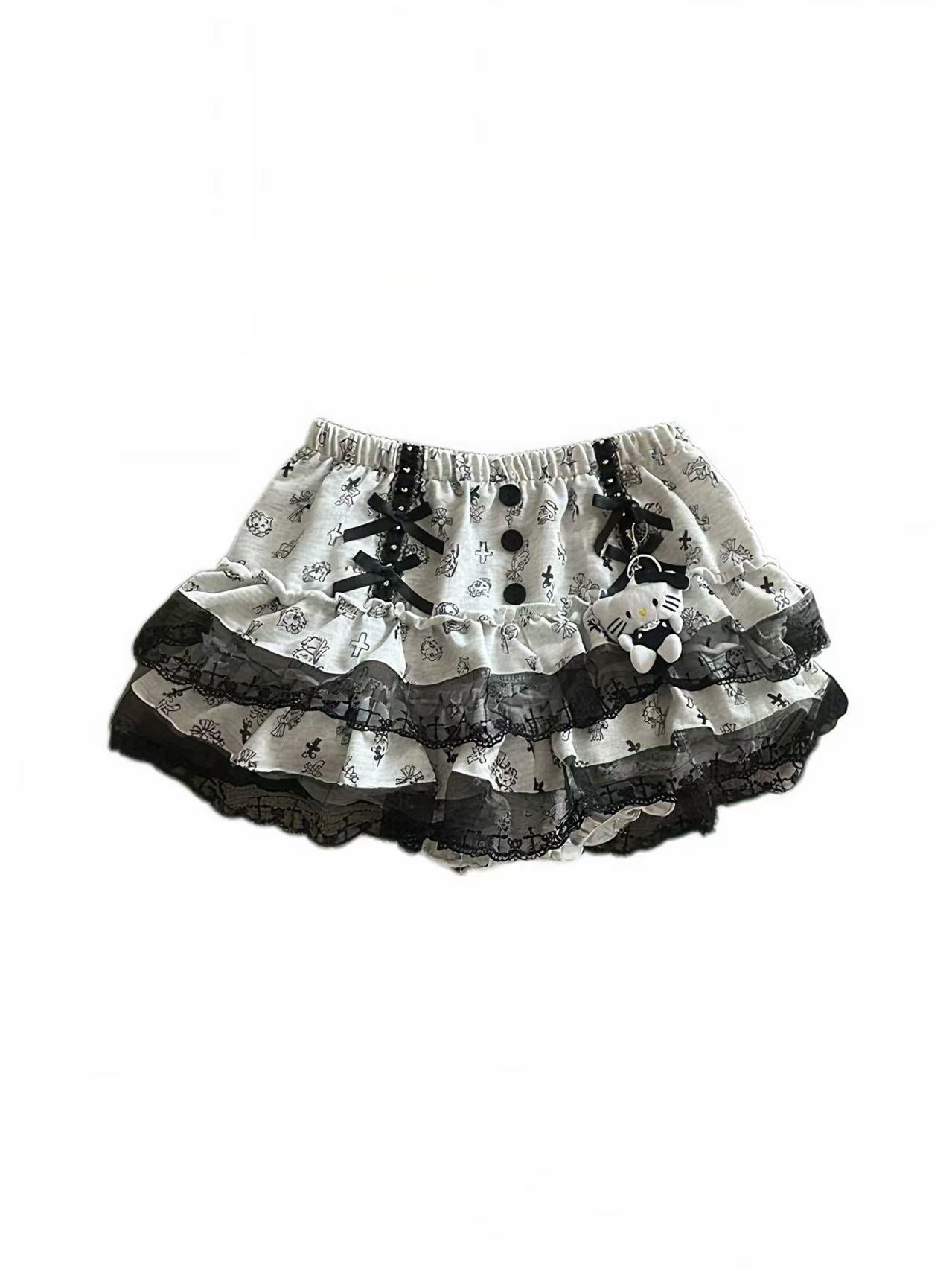'Kitty Pop' Y2K Cartoon Kitty Print Puffy Skirt AlielNosirrah