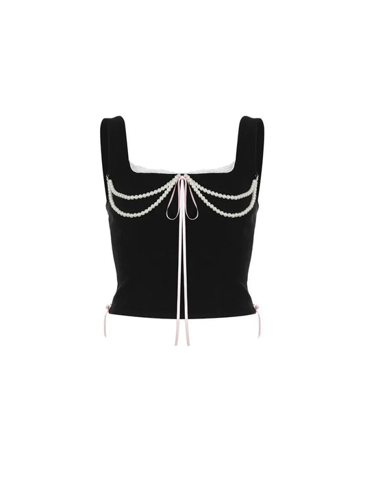 'Wonderland' Coquette Ribbon Beads Cami Top AlielNosirrah
