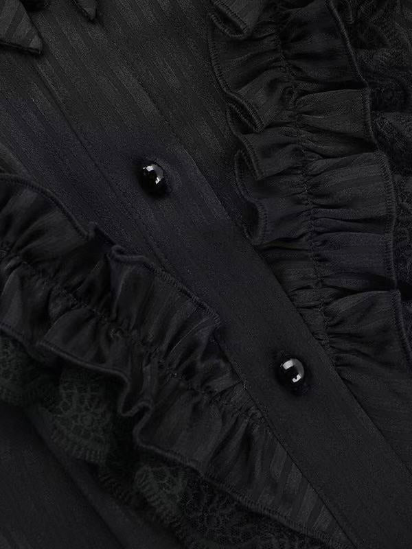 'Spirit Doll' Gothic Black Puff Sleeve Blouse AlielNosirrah