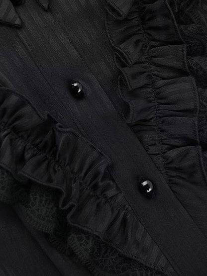 'Spirit Doll' Gothic Black Puff Sleeve Blouse AlielNosirrah