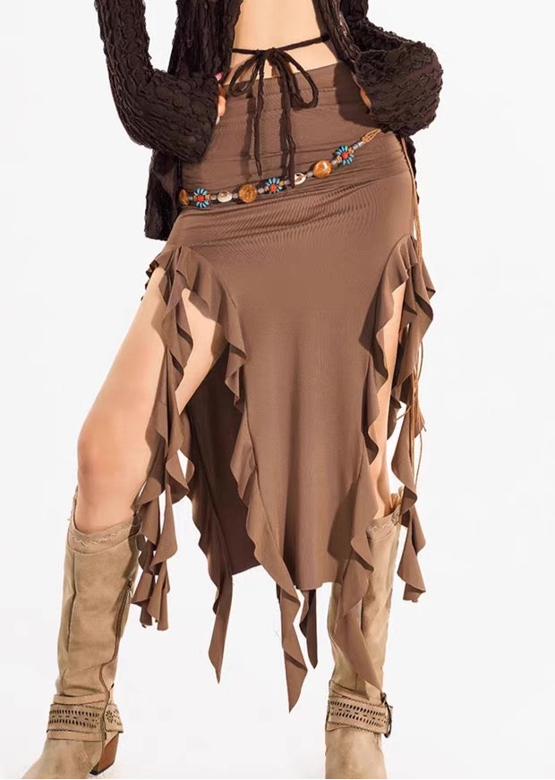 'Golden Hour' Irregular Ruffle Tube Dress Midi Skirt (Copy) AlielNosirrah