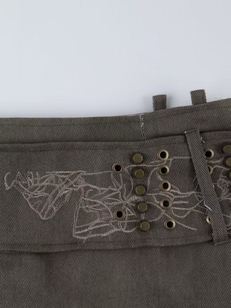'Bullet Bloom' Metal Studded Embroidered Skort