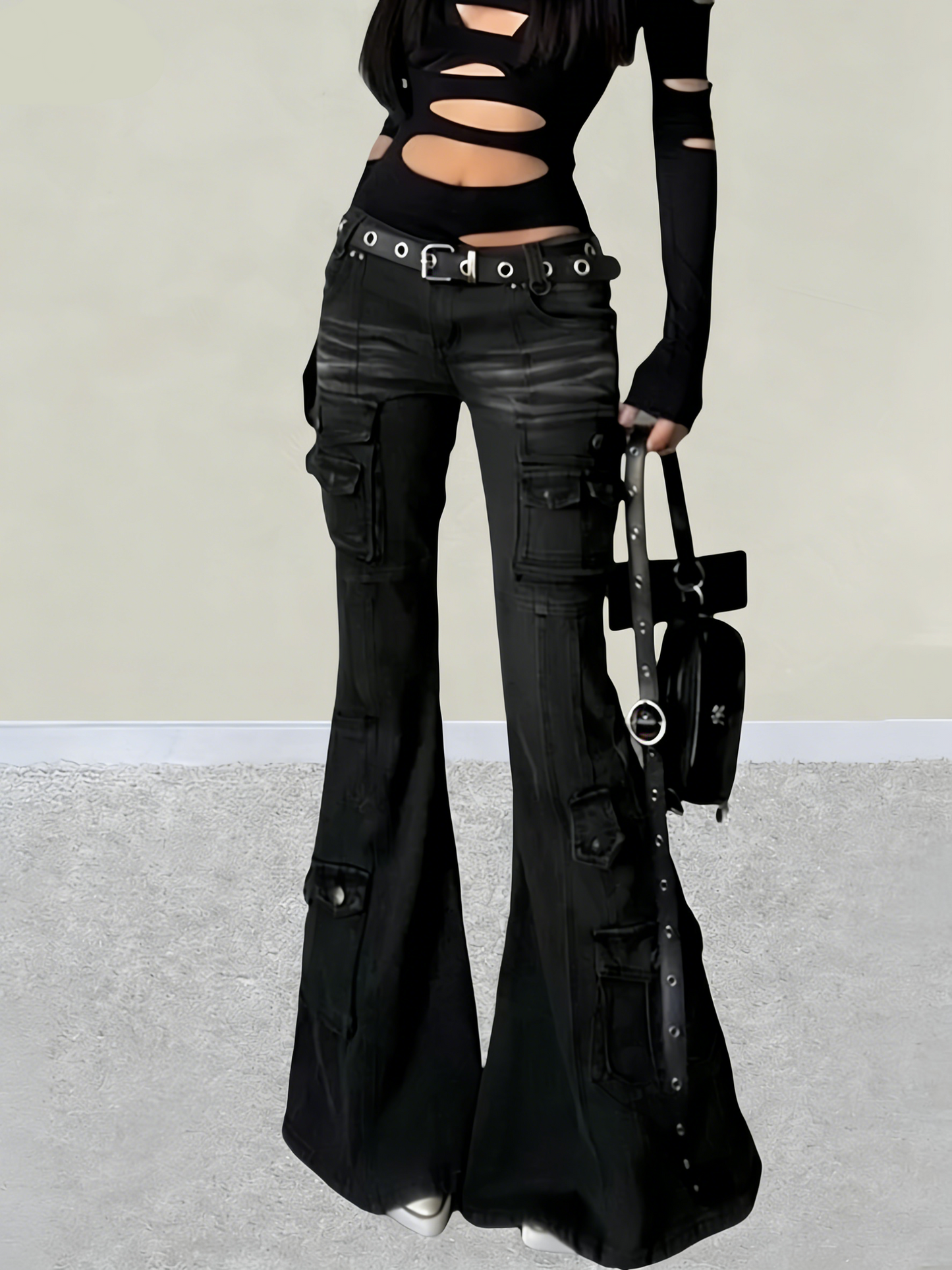 'Omnix' Multi-Pocket Y2K Flared Denim Jeans (Copy) AlielNosirrah