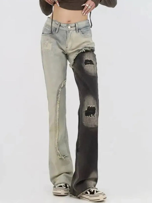 'Felix' Dark Ripped Patchwork Denim Jeans AlielNosirrah