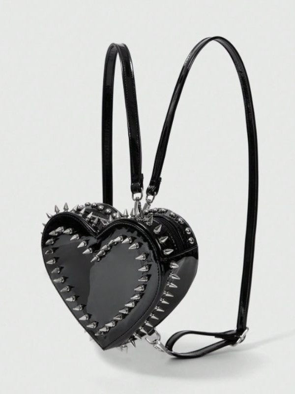 'Heart Rucksack' Heart Rivet Design Chain Backpack