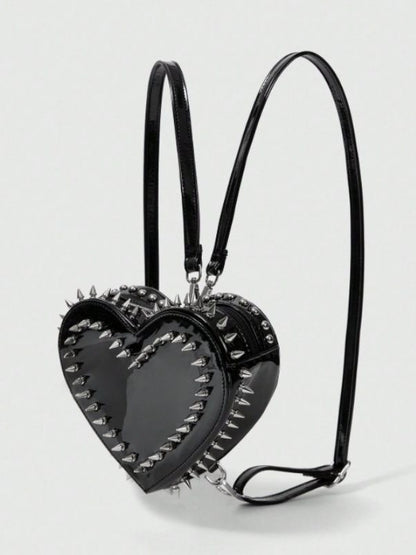 'Heart Rucksack' Heart Rivet Design Chain Backpack