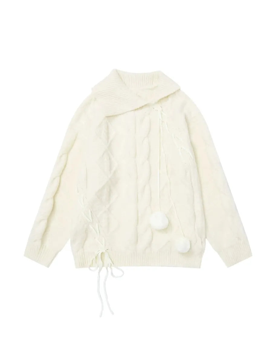 'Milk Shake' Kawaii Pom Pom Winter Warm  Sweater Top AlielNosirrah