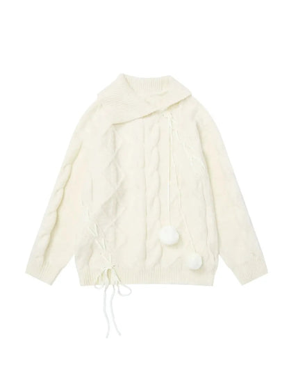 'Milk Shake' Kawaii Pom Pom Winter Warm  Sweater Top AlielNosirrah