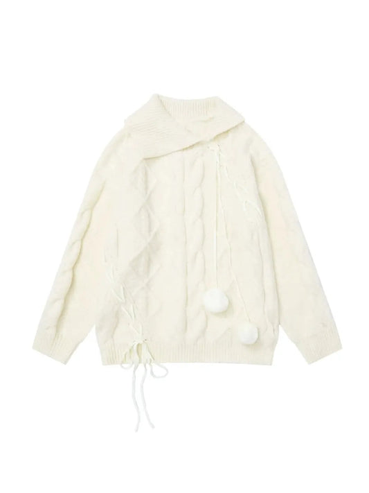 'Milk Shake' Kawaii Pom Pom Winter Warm  Sweater Top AlielNosirrah