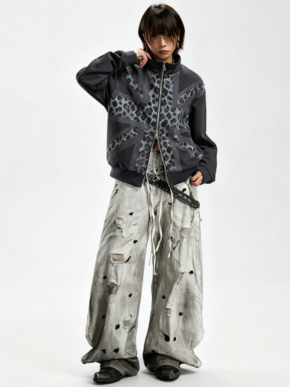 'Wild Flag' Street Style Union Jack Leopard Print Jacket