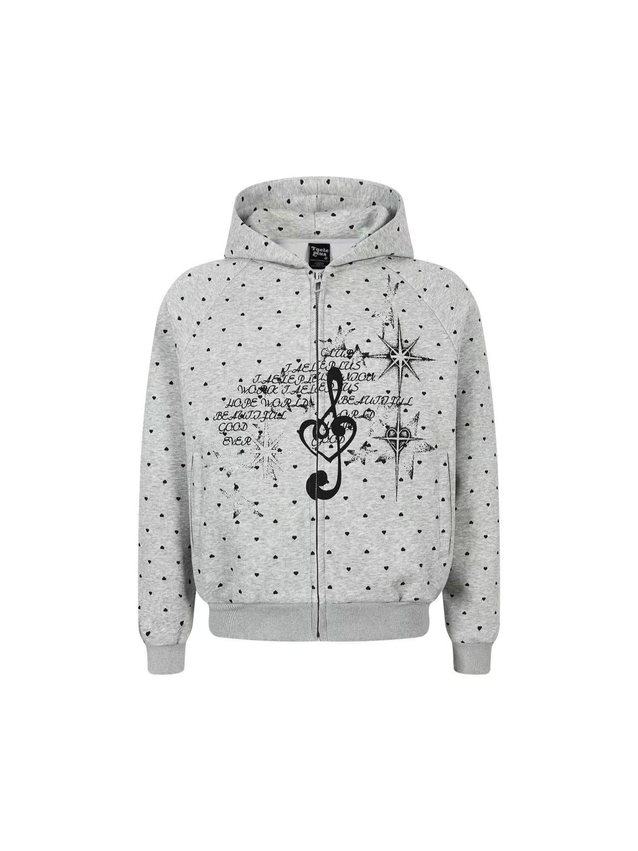 'Dot Revival' Vintage Polka Dot Hooded Sweatshirt Jacket AlielNosirrah