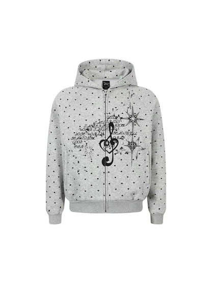 'Dot Revival' Vintage Polka Dot Hooded Sweatshirt Jacket AlielNosirrah