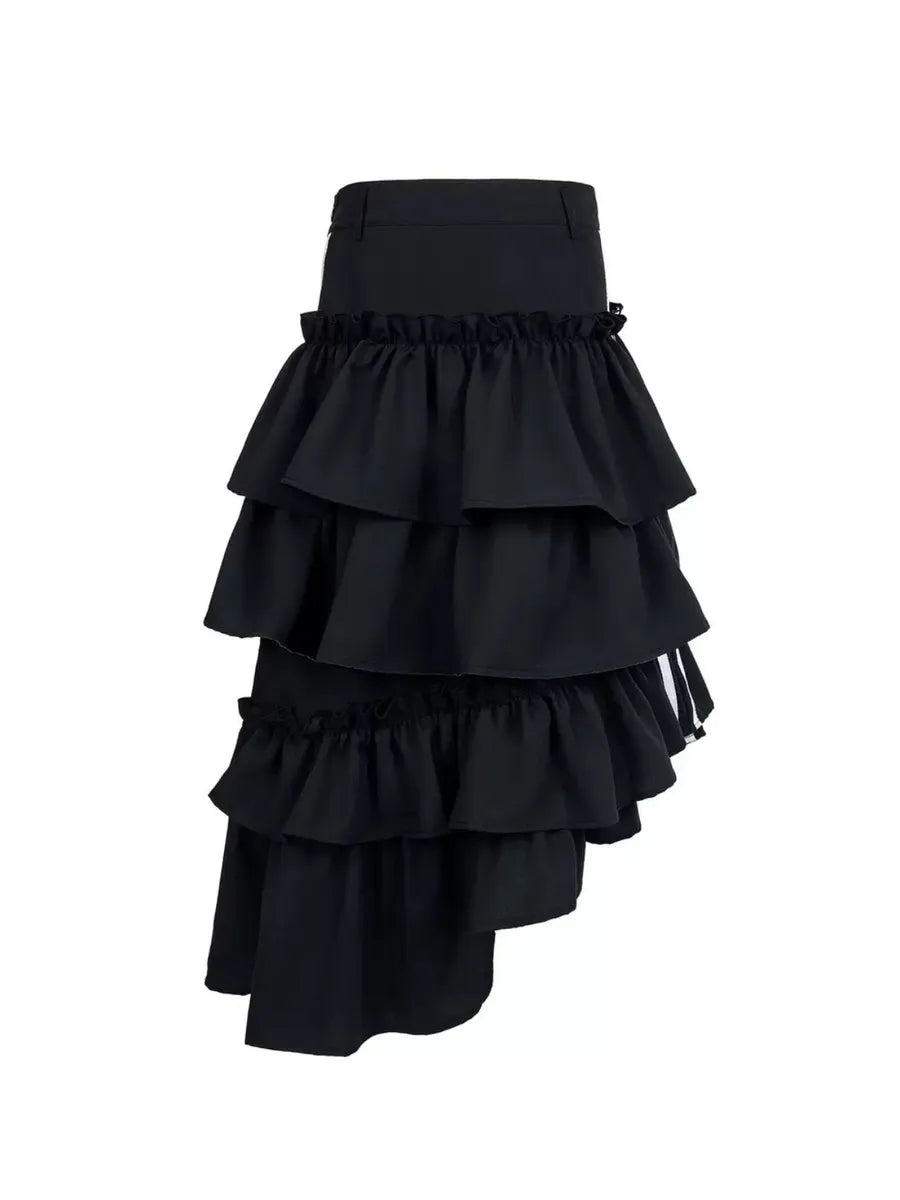 'Variation' Spring Blokette Striped Ruffle Irregular Midi Dress AlielNosirrah