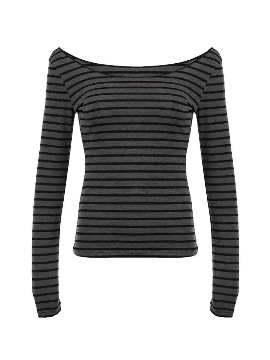 Alielnosirrah - 'Faded Time' Fall Acubi Striped Long Sleeve Off ...
