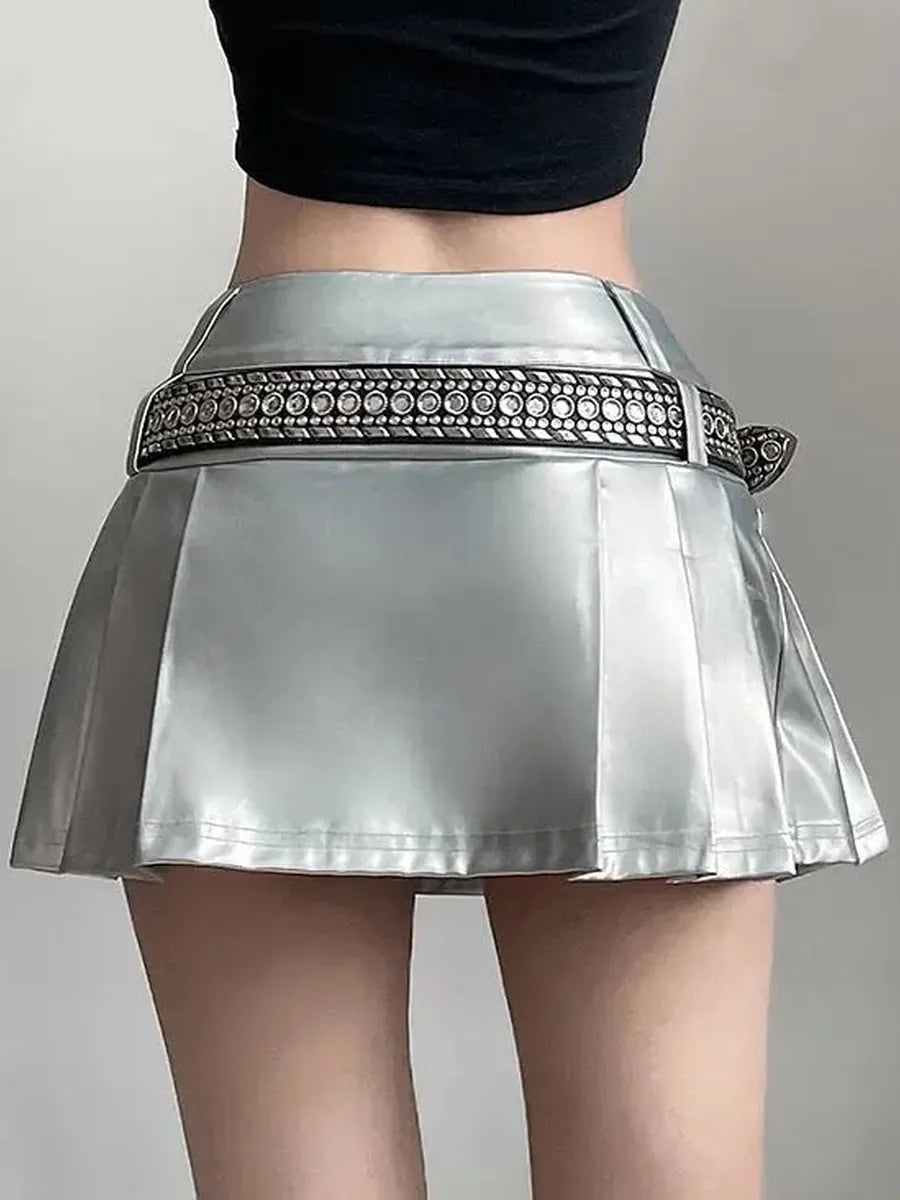 'Scale' Future Silver Metallic Pleated Skirt AlielNosirrah