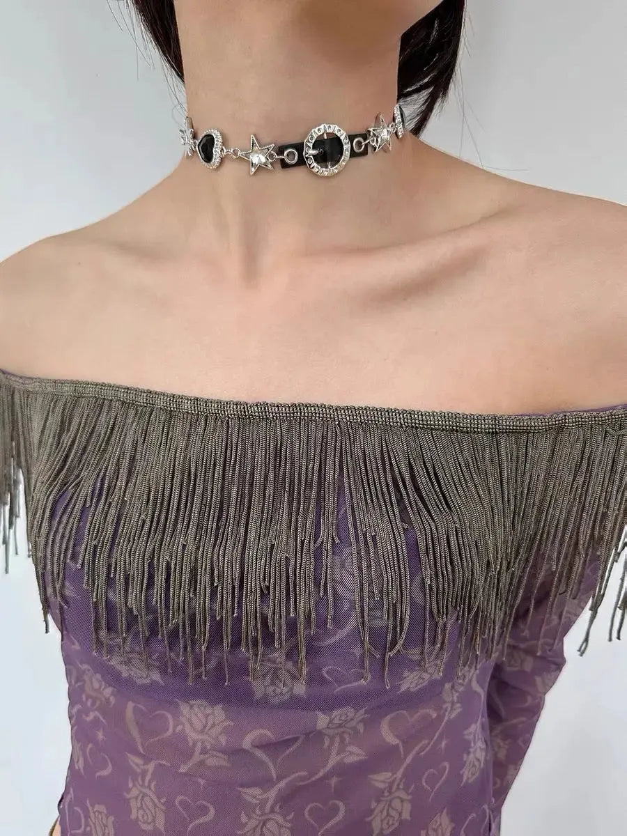 'Fetish' Grunge Star Metal Choker Necklace AlielNosirrah
