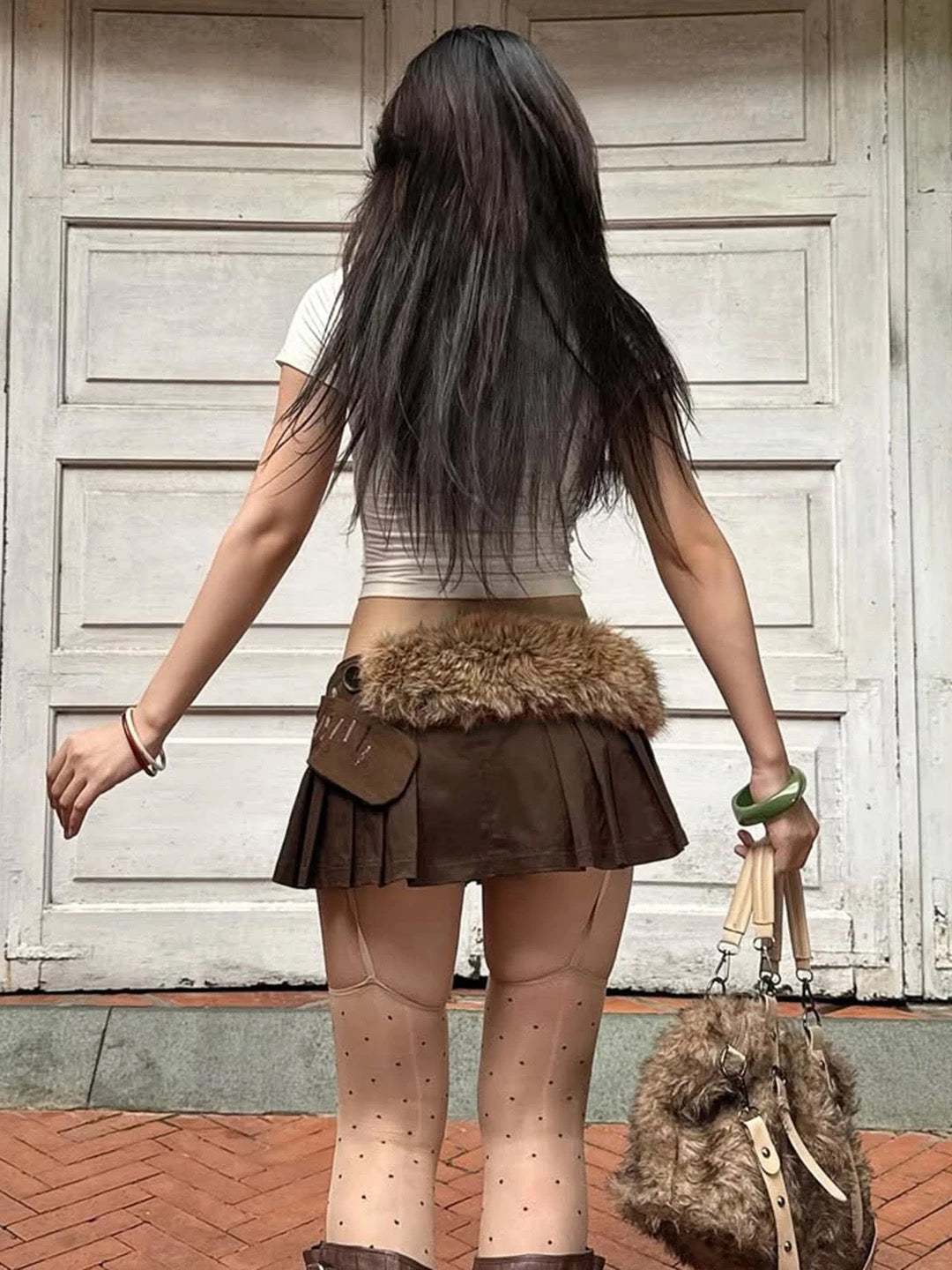 'Sassy Ride' Y2k Lace Up Fur Belt Mini Skirt (Copy) AlielNosirrah