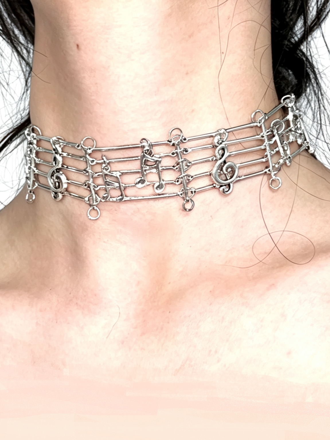 'Note Nostalgia' Vintage Music Staff Note Choker Necklace