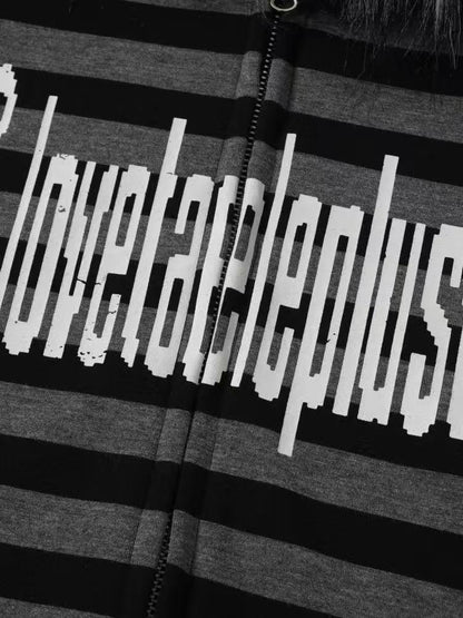 'RiotVibe' Rebellious Streetwear Striped Hoodie