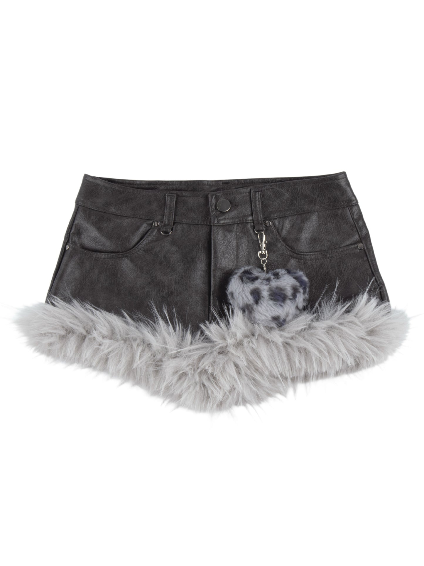 ’Wild Heart' Y2K Faux Fur Off-Shoulder Long Sleeve Top + Shorts Set (Copy) AlielNosirrah