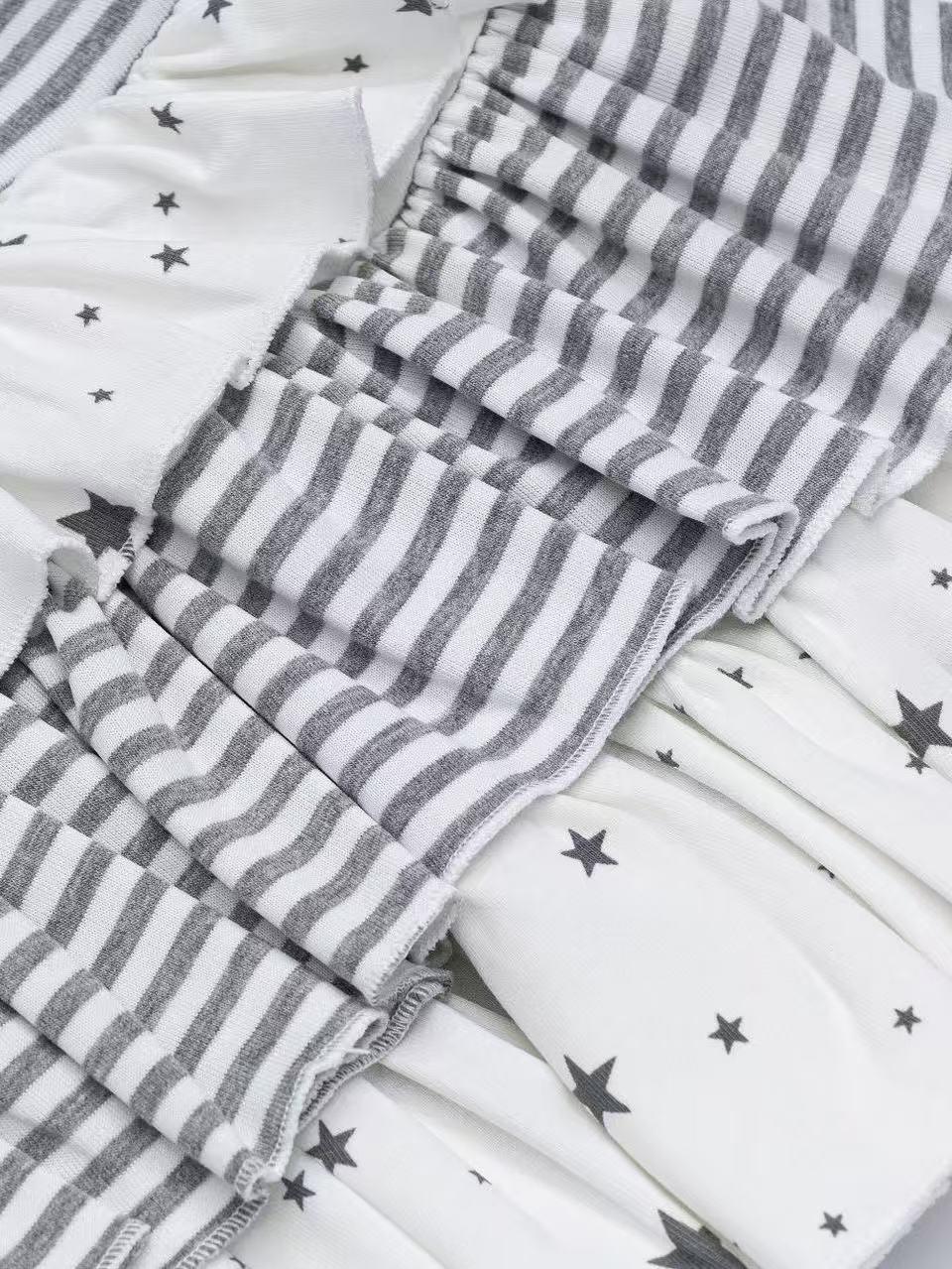 'Star Glow' Y2K Patchwork Striped Star Puffy Skirt AlielNosirrah