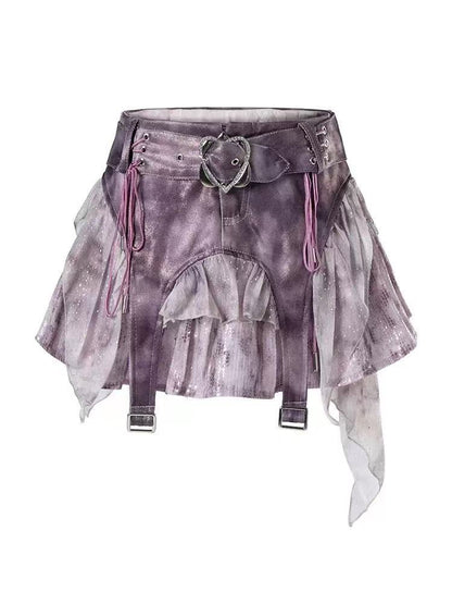 'Flashpoint' Asymmetrical Sequin Patchwork Mini Skirt