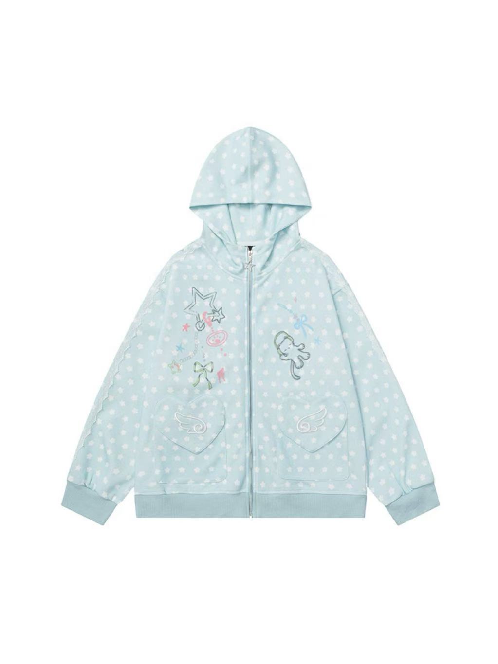 'Kitty Star' Allover Cat Star Pattern Hoodie AlielNosirrah