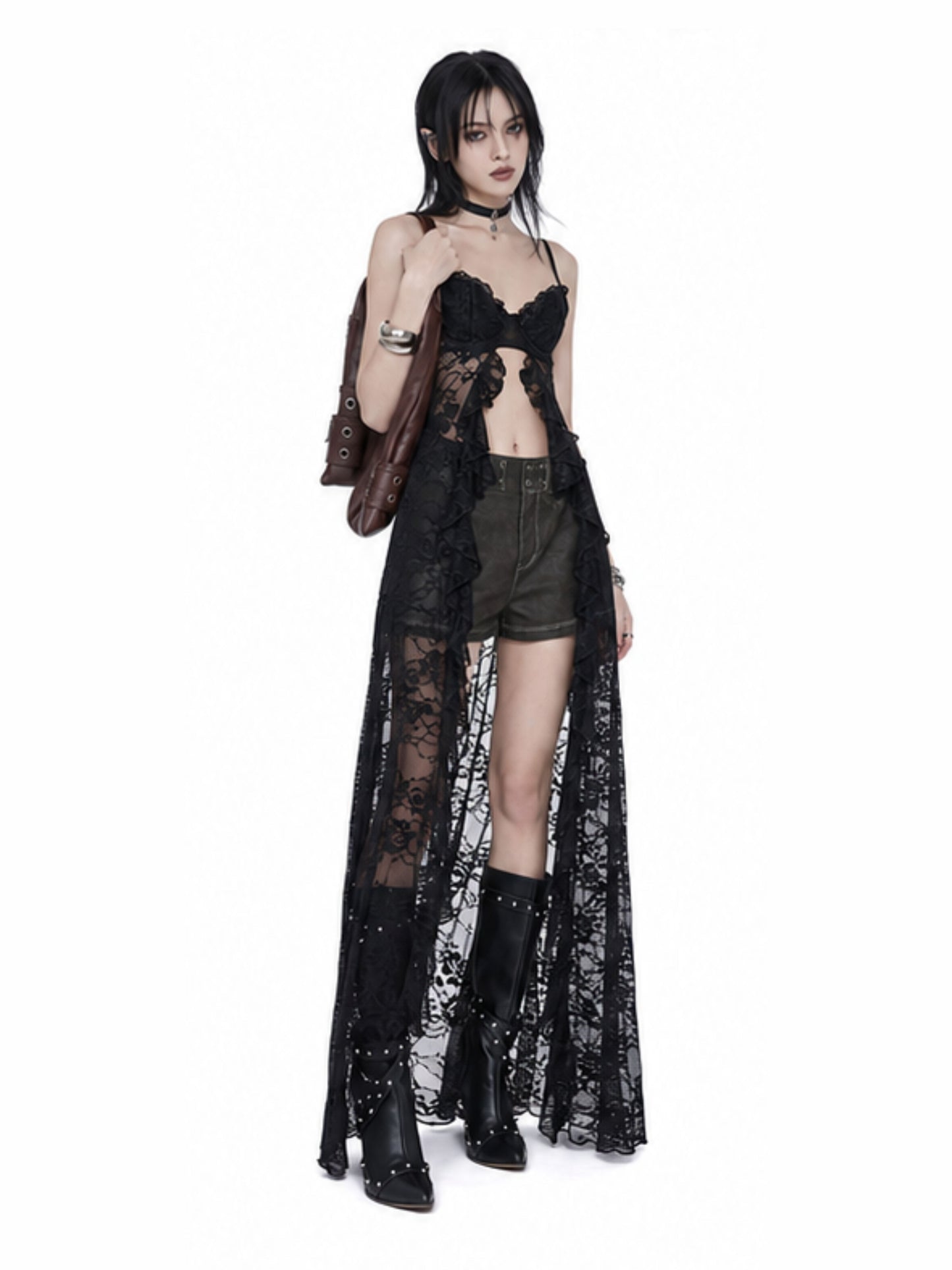 'Missy‘ Festival Sheer Lace Maxi Slip Gothic See-Through Cover Up Dress